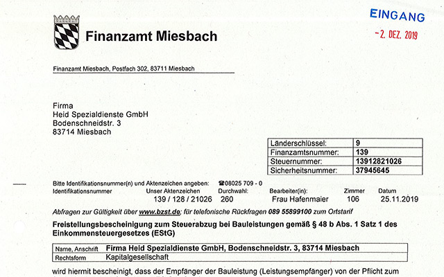 Freistellungsbescheinigung Finanzamt